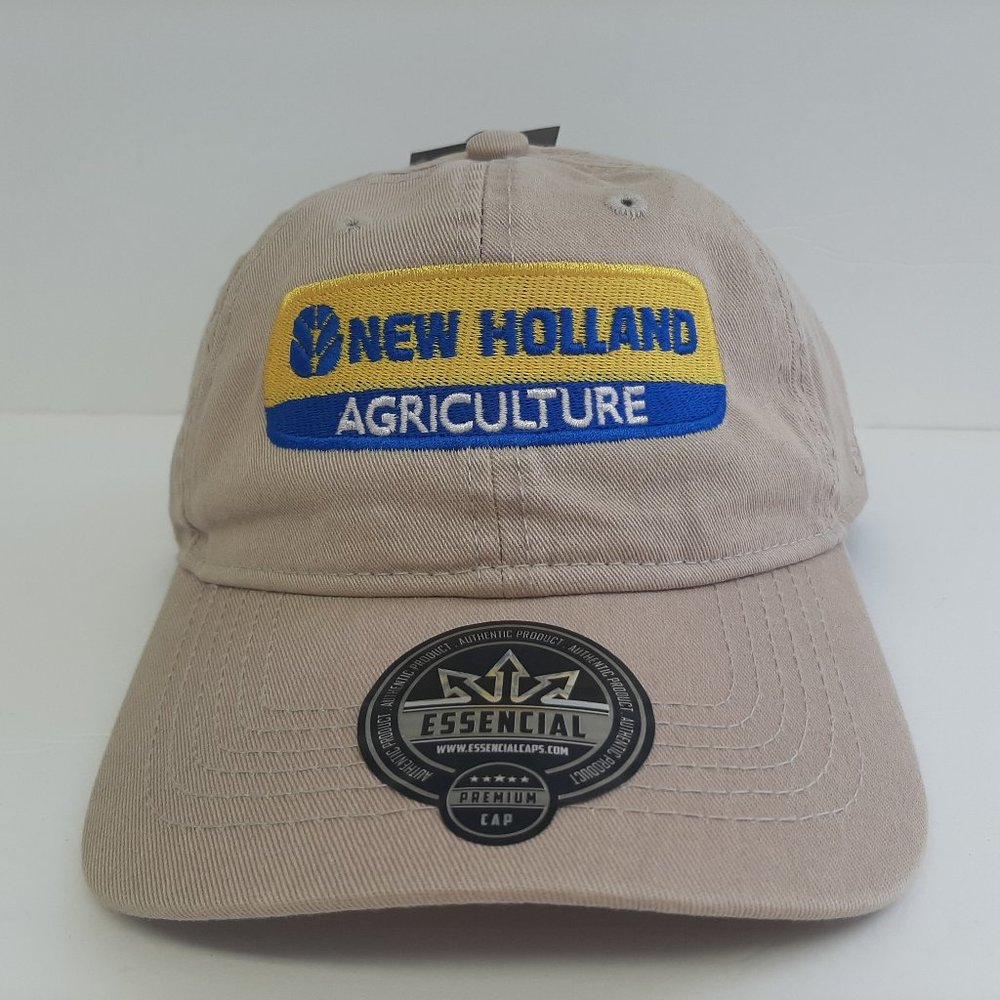 New Holland Embroidered Adjustable Dad Cap Beige Cotton